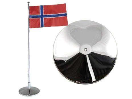 Flaggstång i nysilver med Norska flagga