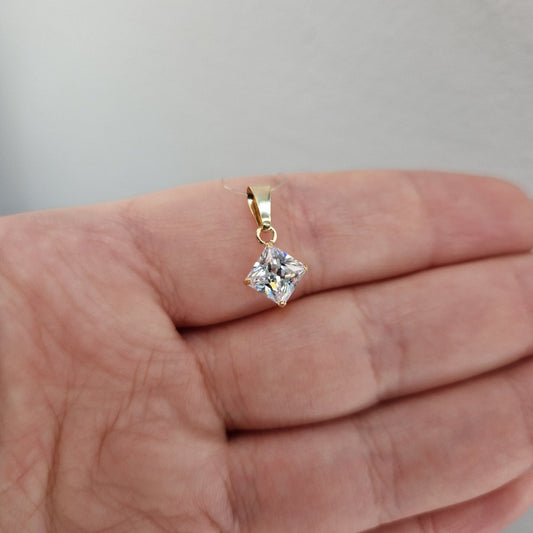 Hänge fyrkantig 18k guld med Cubic Zirkonia