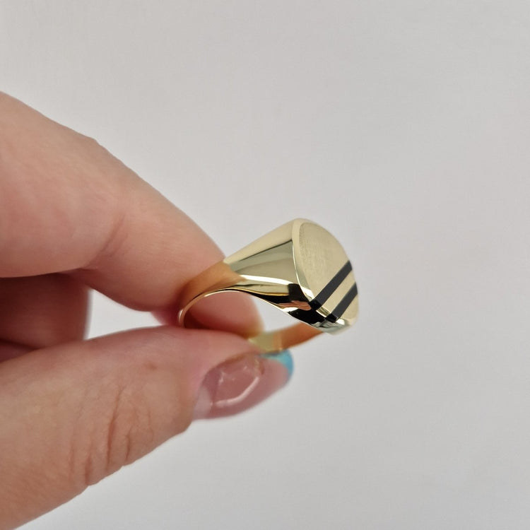 Klackring Onyx ränder 18k guld