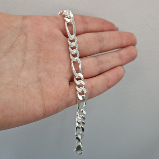 Kraftigt silver armband Figaro