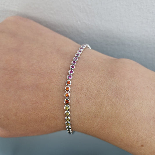 Tennisarmband rainbow silver